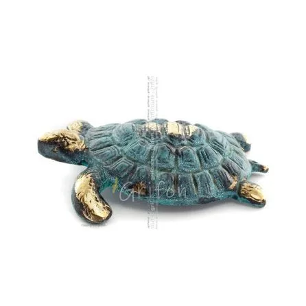 Sköldpadda: symboliserar styrka, mod, skydd, visdom, tålamod 9x6cm Helkroppsstaty Brons Ornament, Miniatyr Brons 1 - grifon.se 