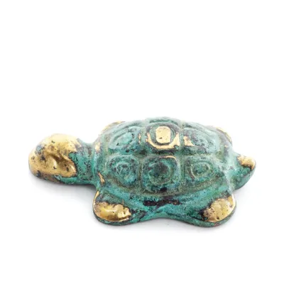 Sköldpadda: symboliserar styrka, mod, skydd, visdom, tålamod 5x3cm Helkroppsstaty Brons Ornament Brons 1 - grifon.se 