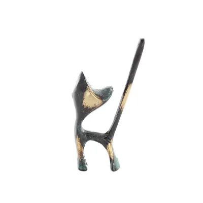 Tunn svans katt 8x5 cm helkroppsstaty Bronsprydnad, miniatyr Brons 3 - grifon.se 