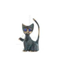 Tunn svans katt 8x4 cm helkroppsstaty Bronsprydnad, miniatyr Brons 1 - grifon.se 