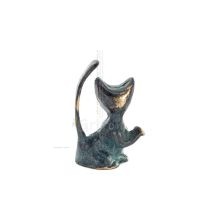 Tunn svans katt 8x4 cm helkroppsstaty Bronsprydnad, miniatyr Brons 3 - grifon.se 