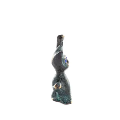 Tunn svans katt 8x4 cm helkroppsstaty Bronsprydnad, miniatyr Brons 4 - grifon.se 