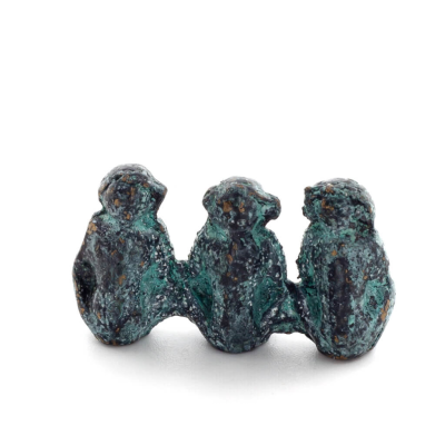 Monkeys Mini 3,5x2cm helkroppsstaty Bronsprydnad, miniatyr Brons 3 - grifon.se 