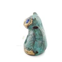 Sittande katt 4x4 cm helkroppsstaty Bronsprydnad, miniatyr Brons 2 - grifon.se 