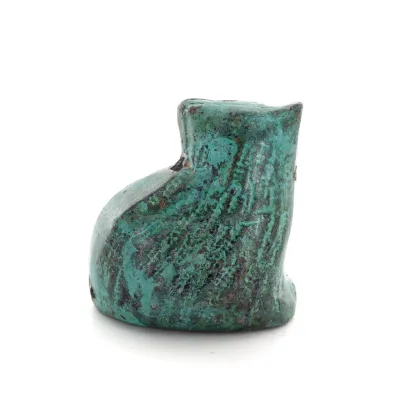 Sittande katt 4x4 cm helkroppsstaty Bronsprydnad, miniatyr Brons 3 - grifon.se 