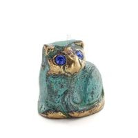 Sittande katt 4x4 cm helkroppsstaty Bronsprydnad, miniatyr Brons 5 - grifon.se 