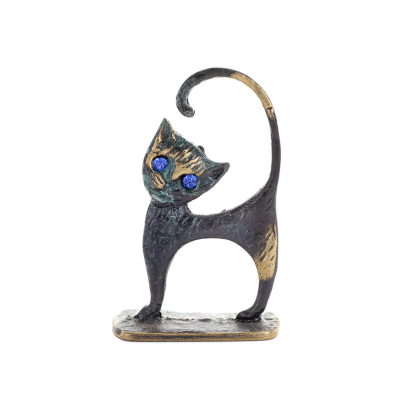 Katt Ny vÃ¤nde 8,5 cm helkroppsstaty Brons Ornament Miniatyr Brons 1 - grifon.se 