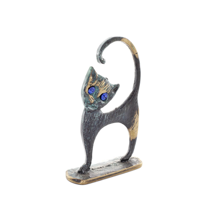 Katt Ny vÃ¤nde 8,5 cm helkroppsstaty Brons Ornament Miniatyr Brons 5 - grifon.se 