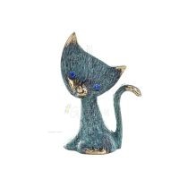 Cat Flat Right 9 cm helkroppsstaty Bronsprydnad, miniatyr Brons 1 - grifon.se 