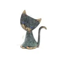 Katt Platt höger 11 cm helkroppsstaty Bronsprydnad, miniatyr Brons 1 - grifon.se 
