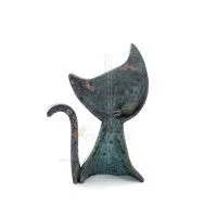 Katt Platt höger 11 cm helkroppsstaty Bronsprydnad, miniatyr Brons 3 - grifon.se 