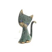 Katt Platt hÃ¶ger 11 cm helkroppsstaty Bronsprydnad, miniatyr Brons 5 - grifon.se 