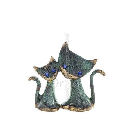 Kattskulptur par 9 cm helkroppsstaty Bronsprydnad, miniatyr Brons 1 - grifon.se 