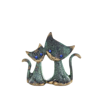 Kattskulptur par 9 cm helkroppsstaty Bronsprydnad, miniatyr Brons 1 - grifon.se 