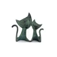 Kattskulptur par 9 cm helkroppsstaty Bronsprydnad, miniatyr Brons 3 - grifon.se 