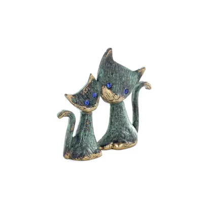 Cat Sculpture Couple 9cm Full Body Statue Bronze Ornament, Miniature Bronze 5 - grifon.se 