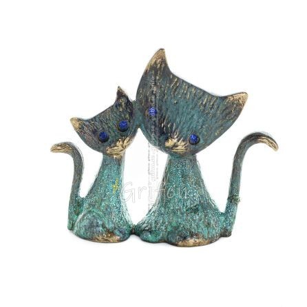 Kattskulptur par 11 cm helkroppsstaty Bronsprydnad, miniatyr Brons 1 - grifon.se
