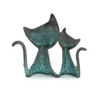 Kattskulptur par 11 cm helkroppsstaty Bronsprydnad, miniatyr Brons 3 - grifon.se 