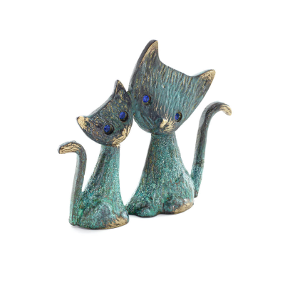 Cat Sculpture Couple 11cm Full Body Statue Bronze Ornament, Miniature Bronze 5 - grifon.se 