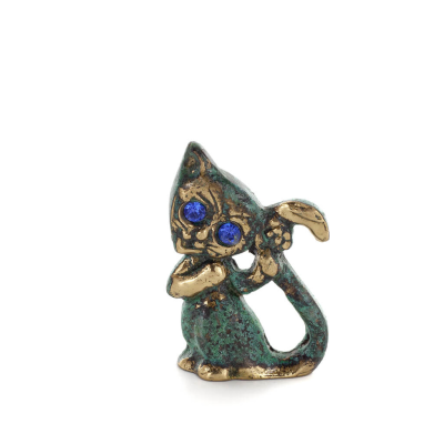 Kattsvans stÃ¥ende 5 cm helkroppsstaty Bronsprydnad, miniatyr Brons 1 - grifon.se 