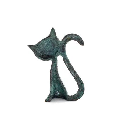 Kattsvans stående 7 cm helkroppsstaty Bronsprydnad, miniatyr Brons 3 - grifon.se 