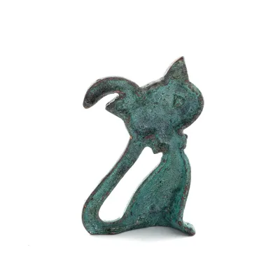 Kattsvans stående 7,5 cm helkroppsstaty Bronsprydnad, miniatyr Brons 3 - grifon.se 