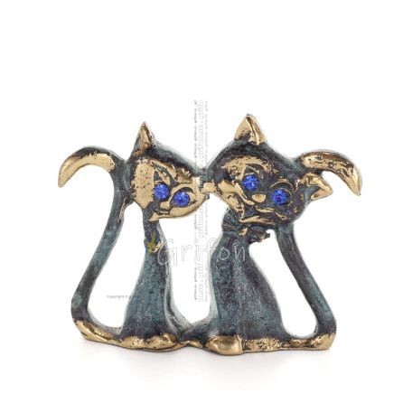 Cat, Kitten: Symbol of Femininity, Eternity & Hell Pair Mini 7.5cm Full Body Statue Bronze Ornament Bronze 1 - grifon.se 