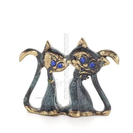 Katt, kattunge: Symbol för kvinnlighet, evighet och helvete Par Mini 7,5 cm helkroppsstaty Bronsprydnad Brons 1 - grifon.se 