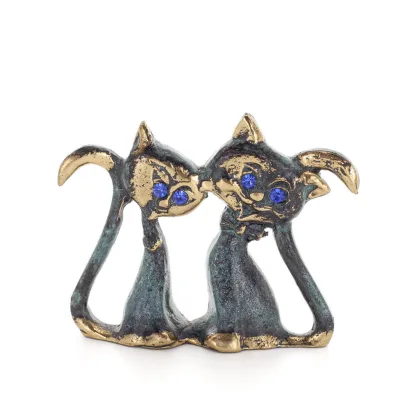 Katt, kattunge: Symbol för kvinnlighet, evighet och helvete Par Mini 7,5 cm helkroppsstaty Bronsprydnad Brons 1 - grifon.se 