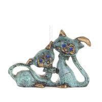 Fluga par katt 7,5 cm helkroppsstaty Brons prydnad, miniatyr Brons 1 - grifon.se 