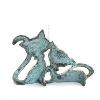 Fluga par katt 7,5 cm helkroppsstaty Brons prydnad, miniatyr Brons 3 - grifon.se 