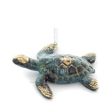 Loggerhead sköldpadda 7x7cm Helkroppsstaty Bronsdekoration Brons 1 - grifon.se 