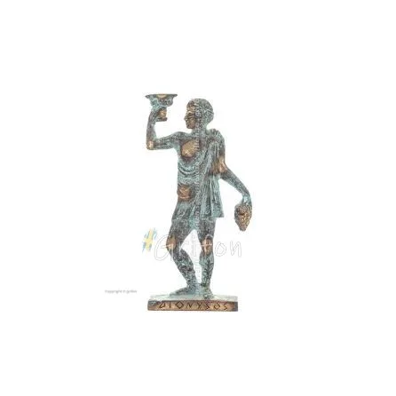 Dionysos: Vinets och festens gud. 23x8cm Helkroppsstaty Bronsdekoration, antikens Grekland Brons 1 - grifon.se 