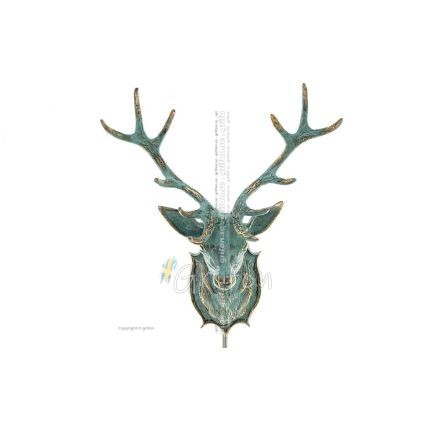 Deer symbol of elevation, morality, virtue, happiness and fertility, Head 40x36cm Bust statue Bronze decorative Bronze 1 - grifo