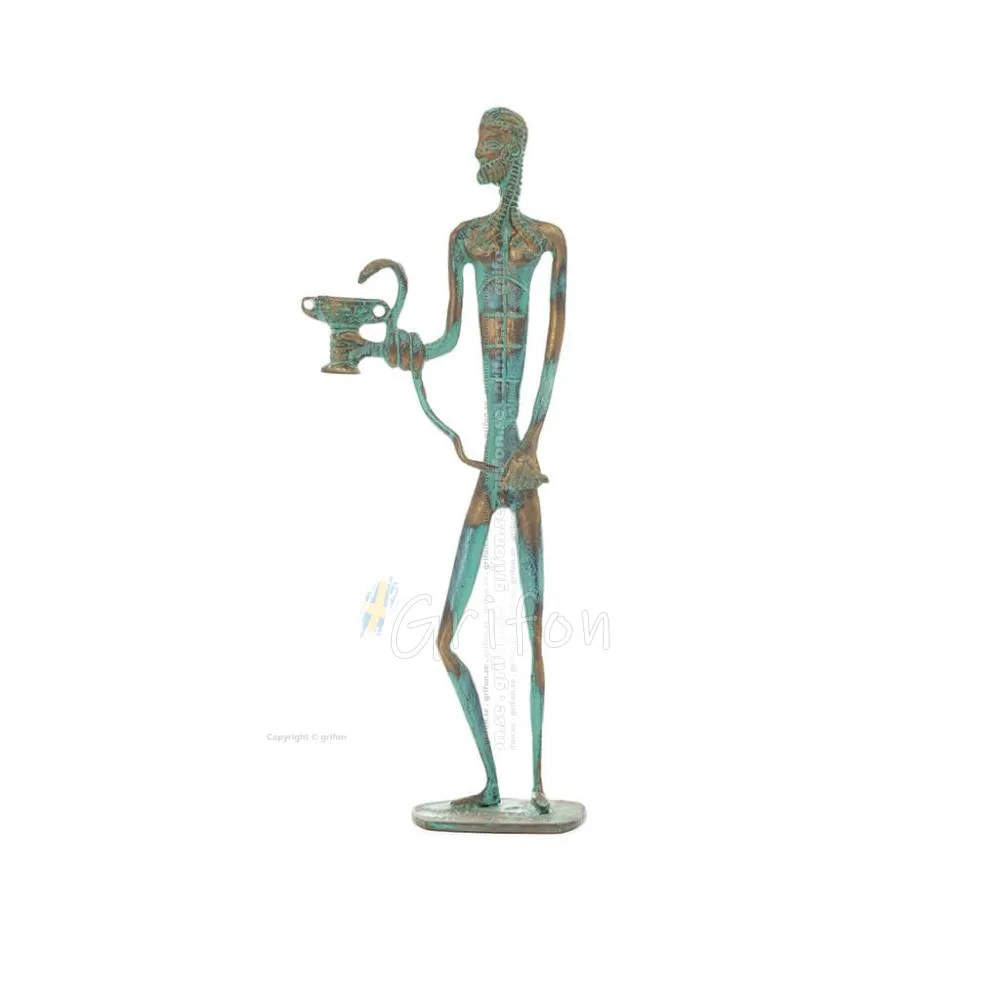 Asclepius: Medicinens gud, 35 cm helkroppsstaty Brons Ornament, antikens Grekland Brons 1 - grifon.se 