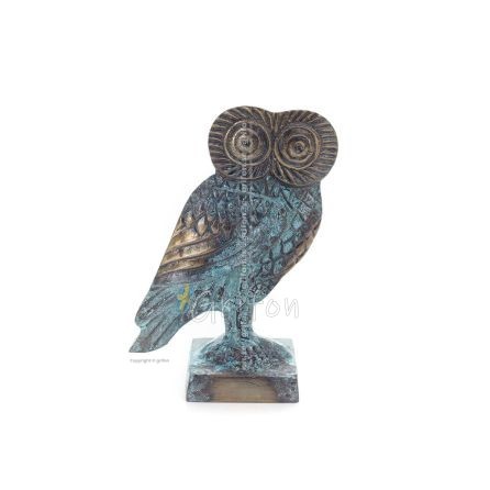 Owl: the sacred bird, symbol of wisdom, prudence, 10cm Full body statue Bronze ornament Bronze 1 - grifon.se