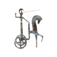 Athena or Athana or Athene: The goddess of wisdom on a chariot with a spear, 28 cm full-bodied bronze decorative statue, ancient