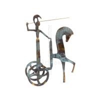 Athena eller Athana eller Athene: Vishetens gudinna pÃ¥ en vagn med spjut, 28cm helkropps bronsdekoration, antika Grekland Brons 