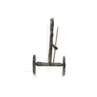 Athena or Athana or Athene: The goddess of wisdom on a chariot with a spear, 10cm full-bodied bronze decorative statue, ancient 