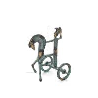 Athena or Athana or Athene: The goddess of wisdom 11cm on a chariot with a helmet and an owl in her hand, full-bodied bronze dec