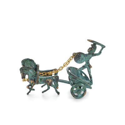 Chariot with Achilles: War Horses or Horse Races and the Invulnerable Warrior 13x10cm Bronze Ornament Bronze 1 - grifon.se 