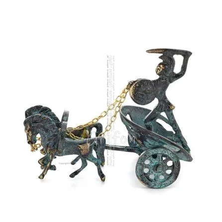 Chariot with Achilles: War Horses or Horse Races and the Invulnerable Warrior 16x13cm mässingsprydnad Brons 1 - grifon.se 