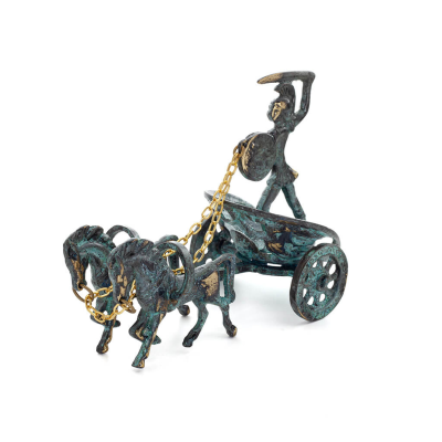 Chariot with Achilles: War Horses or Horse Races and the Invulnerable Warrior 16x13cm mÃ¤ssingsprydnad Brons 5 - grifon.se 
