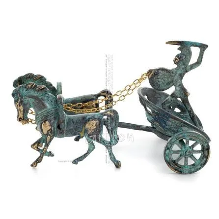 Chariot with Achilles: War Horses or Horse Racing Events and the Invulnerable Warrior 20x13,5 cm bronsprydnad Brons 1 - grifon.s