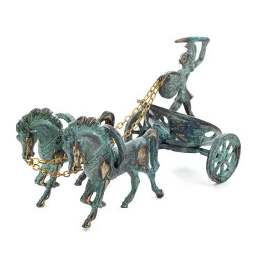 Chariot with Achilles: War Horses or Horse Racing Events and the Invulnerable Warrior 20x13,5 cm bronsprydnad Brons 5 - grifon.s