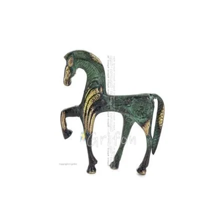 Bucephalus, Alexander den stores häst, symboliserar odelad vänskap, 12 cm, statyett med bas, bronsdekoration Brons 1 - grifon.se