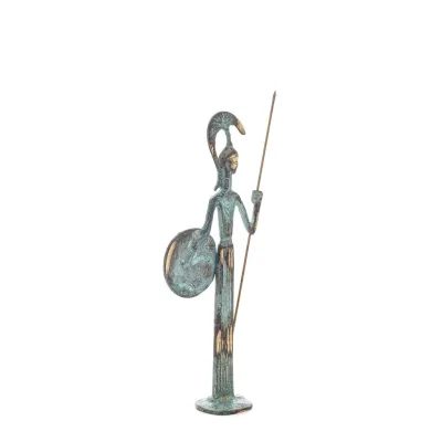 Athena or Athana or Athene: The goddess of wisdom 23cm with a spear, helmet, and shield with an owl Full-body statue Bronze Bron