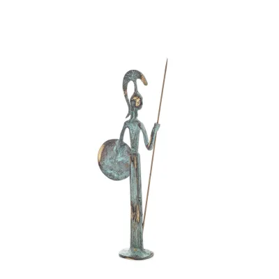 Athena eller Athana eller Athene: Vishetens gudinna 23cm med spjut, hjälm och sköld med en uggla Helkroppsstaty Bronsdekoration 
