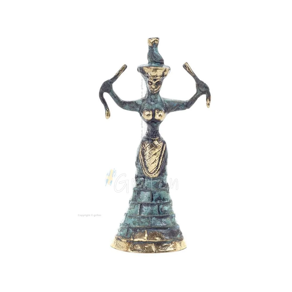 Snake Goddess, Fertility Goddess 19cm Bronze, Full Body Statue Bronze Ornament, Minoan Civilization, Ancient Greece Bronze 1 - g