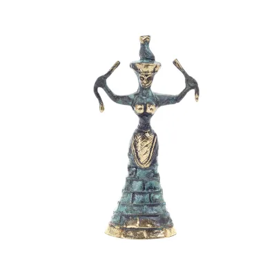Snake Goddess, Fertility Goddess 19cm Bronze, Full Body Statue Bronze Ornament, Minoan Civilization, Ancient Greece Bronze 1 - g
